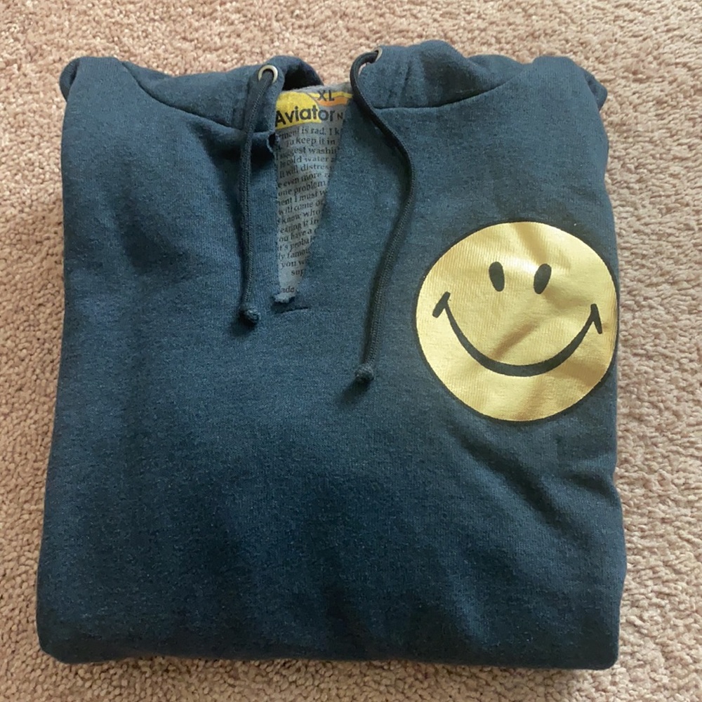 Aviator Nation RARE metallic smiley hoodie